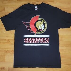 Vintage Ottawa Senators Alstyle Black Graphic Y2K T-Shirt, Large